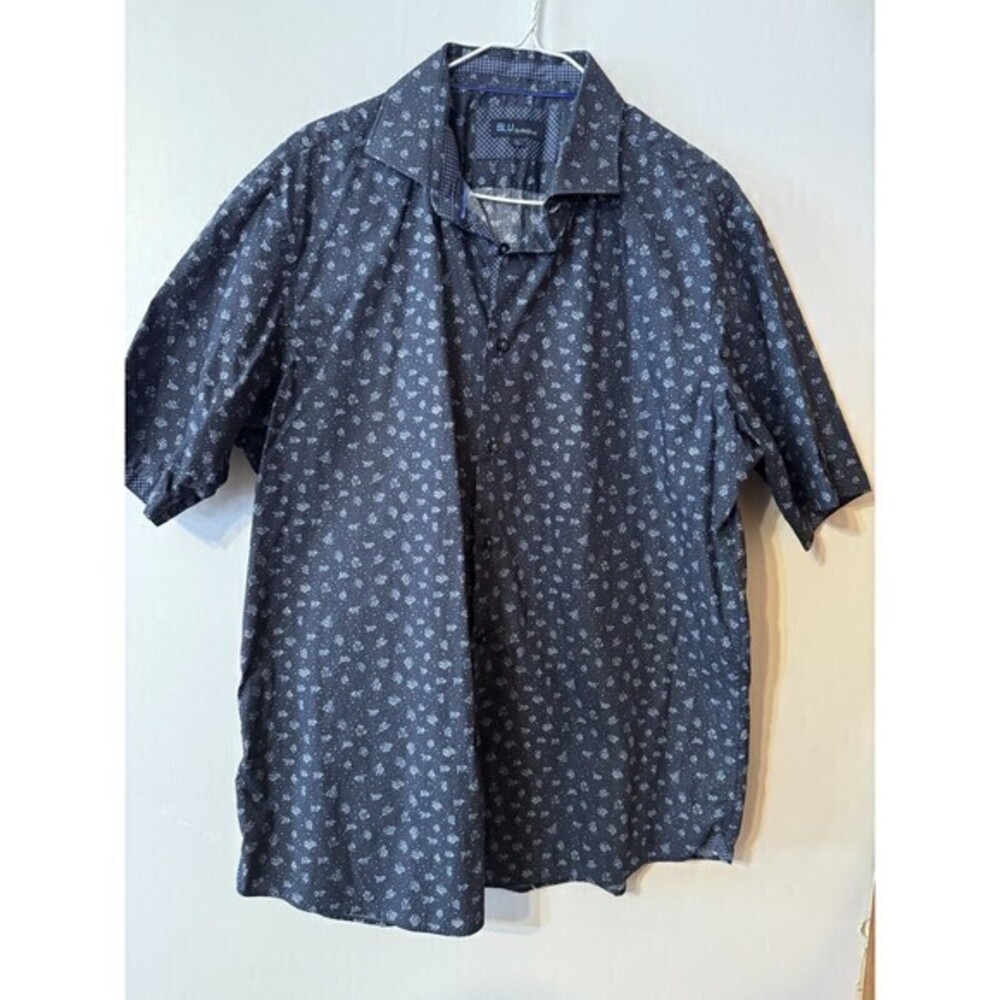 Men’s BLUE By Polifroni Short Sleeve Button Down Shirt XL